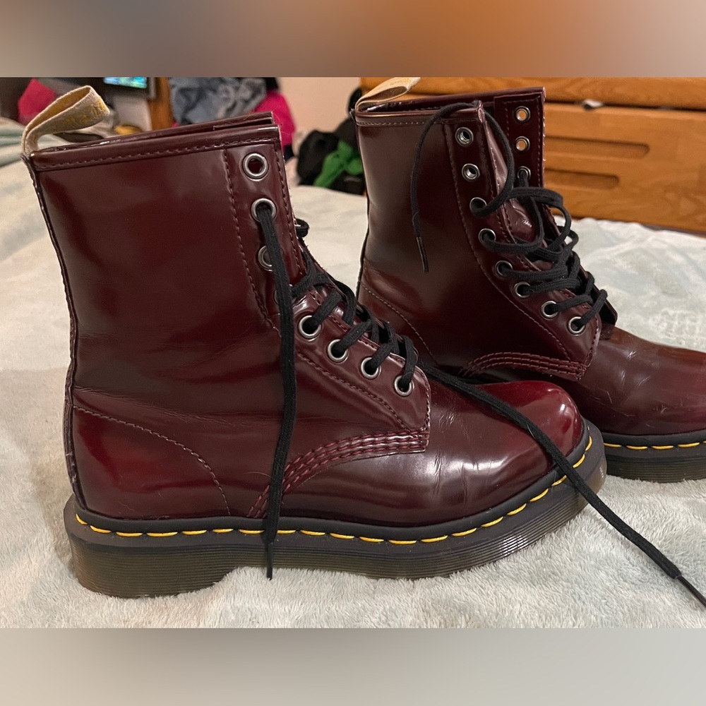 Red Oxblood doc martens ankle boots. Light wear.